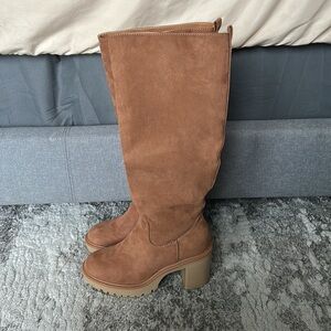 Thigh-High Suede Platform Boots